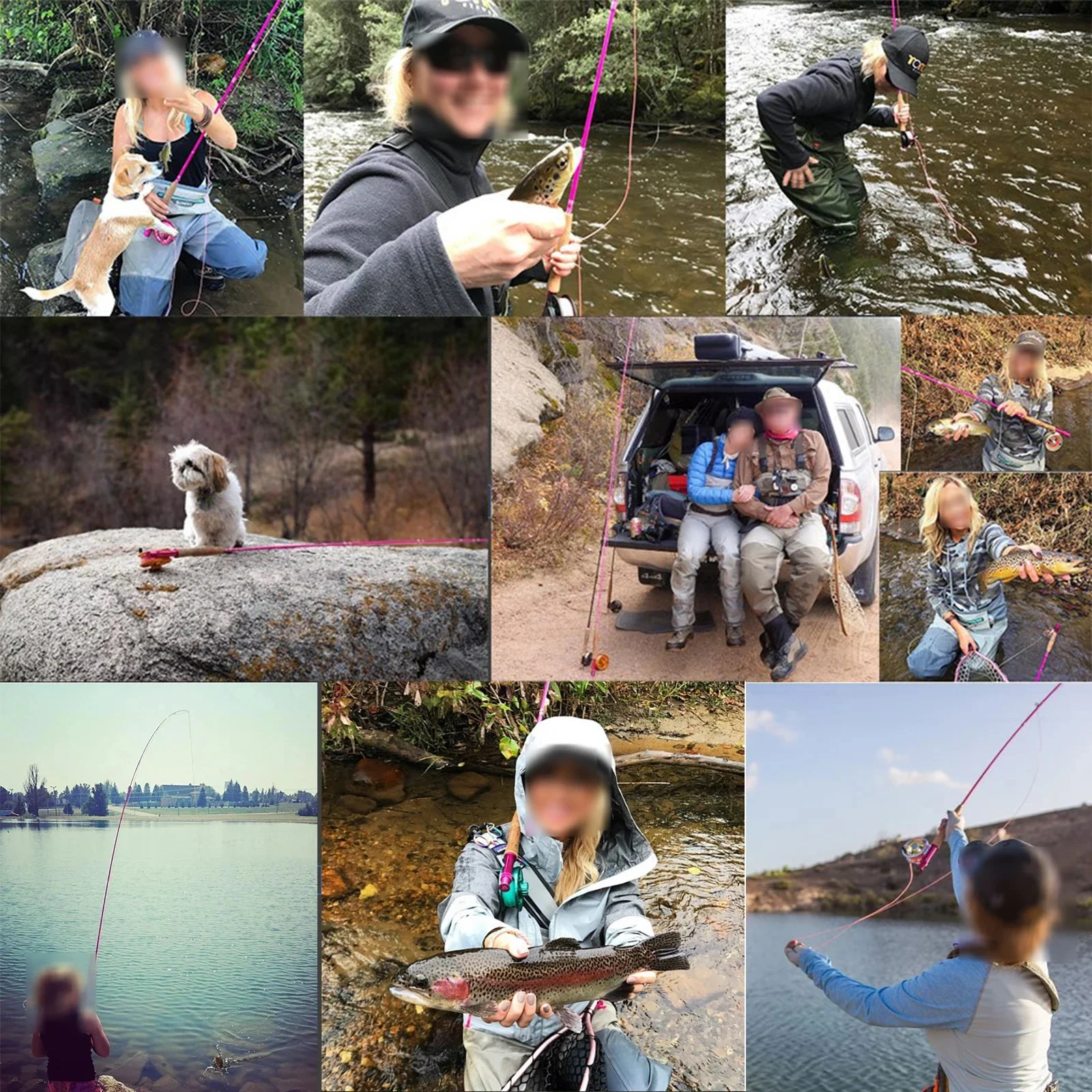 2Wt/5Wt Women Maximumcatch 6'6''/9'0'' Pink Fly Fishing ddmysmile Rod Medium-Fast With Extra Hard Rod Tube Smile 6'