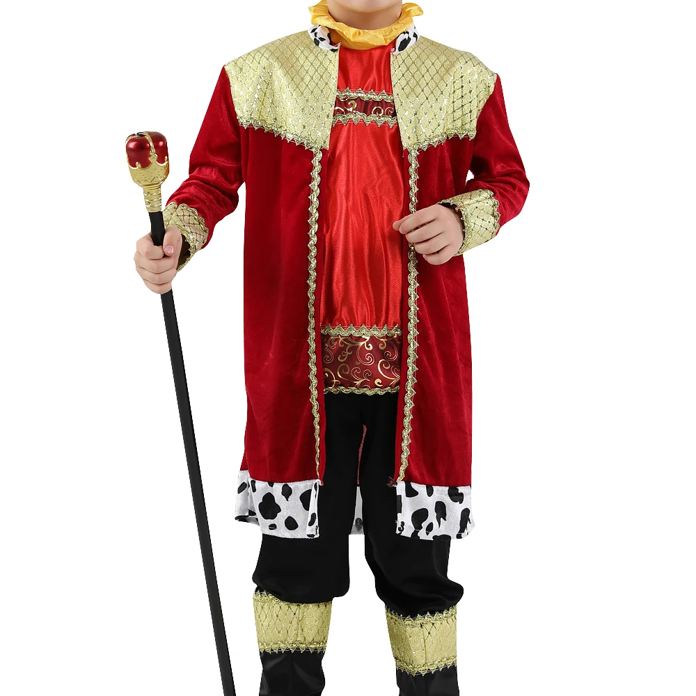 The King Purim Halloween Prince With Crown Costume For ddmysmile Boys Girl Kids Children Fantasia Carnival Clothing Sets Smile
