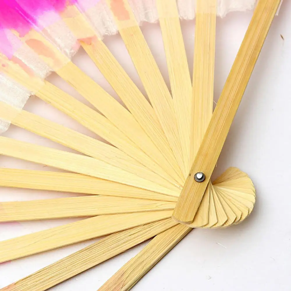 Dancing Fans Chinese Yangko Bamboo Handle Artificial Two-sided Silk Folk Art Belly Dancing Fan Gradient Color Practice Fans smile