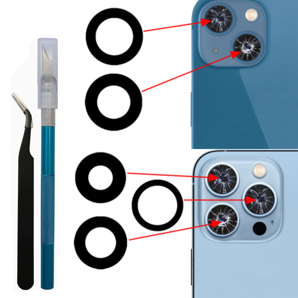 Back Rear Camera Glass Lens with Adhesive And Repair Tool Kit For iPhone X XR XS 11 12 13 Mini Pro Max Replacement