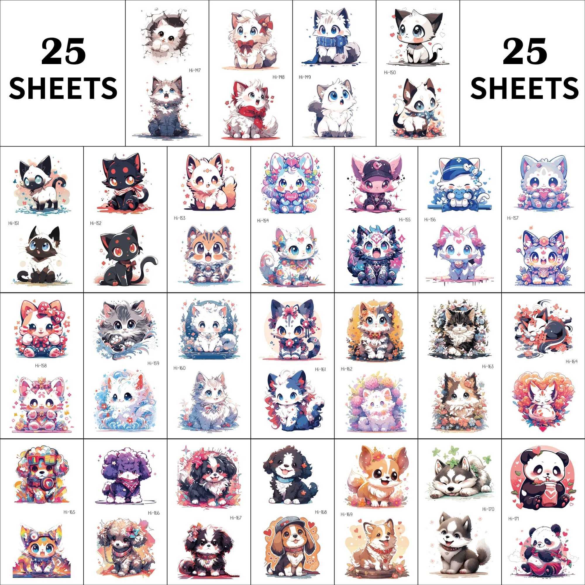 25 blue glowing tattoo stickers cartoon cute cats dogs pandas foxes pets temporary tattoos watercolor fake tattoos W241109