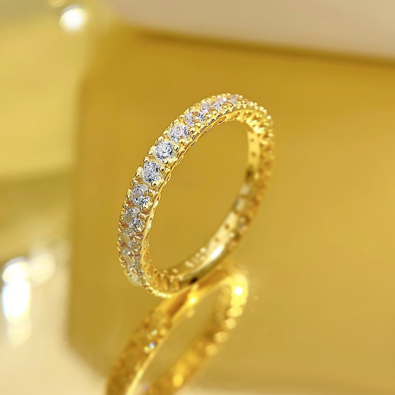 Handmade Wedding Rings High Quality Designer Genuine 100% 925 Sterling Silver Round Cut White Moissanite Diamond Party Eternity Women Engagement Band 