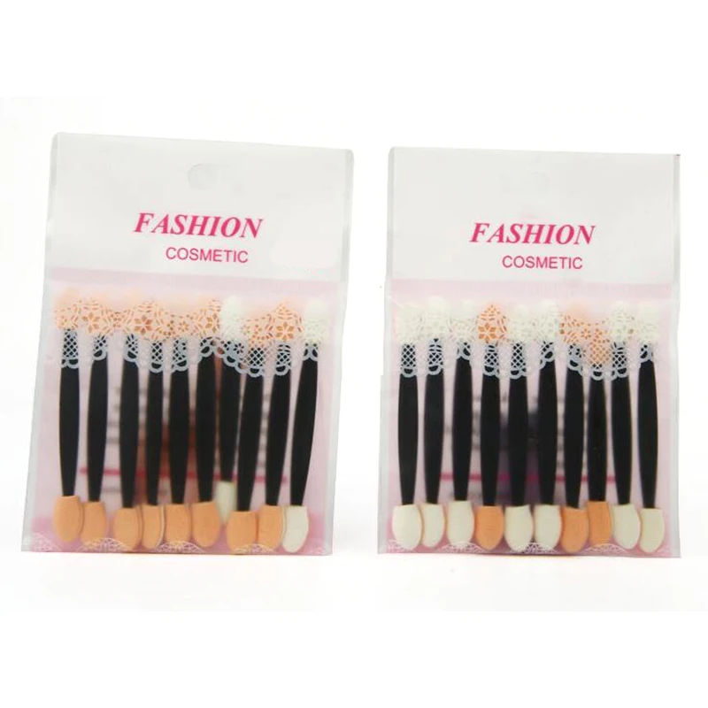 Portable Ended Double 10pcs Eyeshadow Brush Pro Sponge Stick Eye Shadow Applicator Disposable Beauty Makeup Tools smile