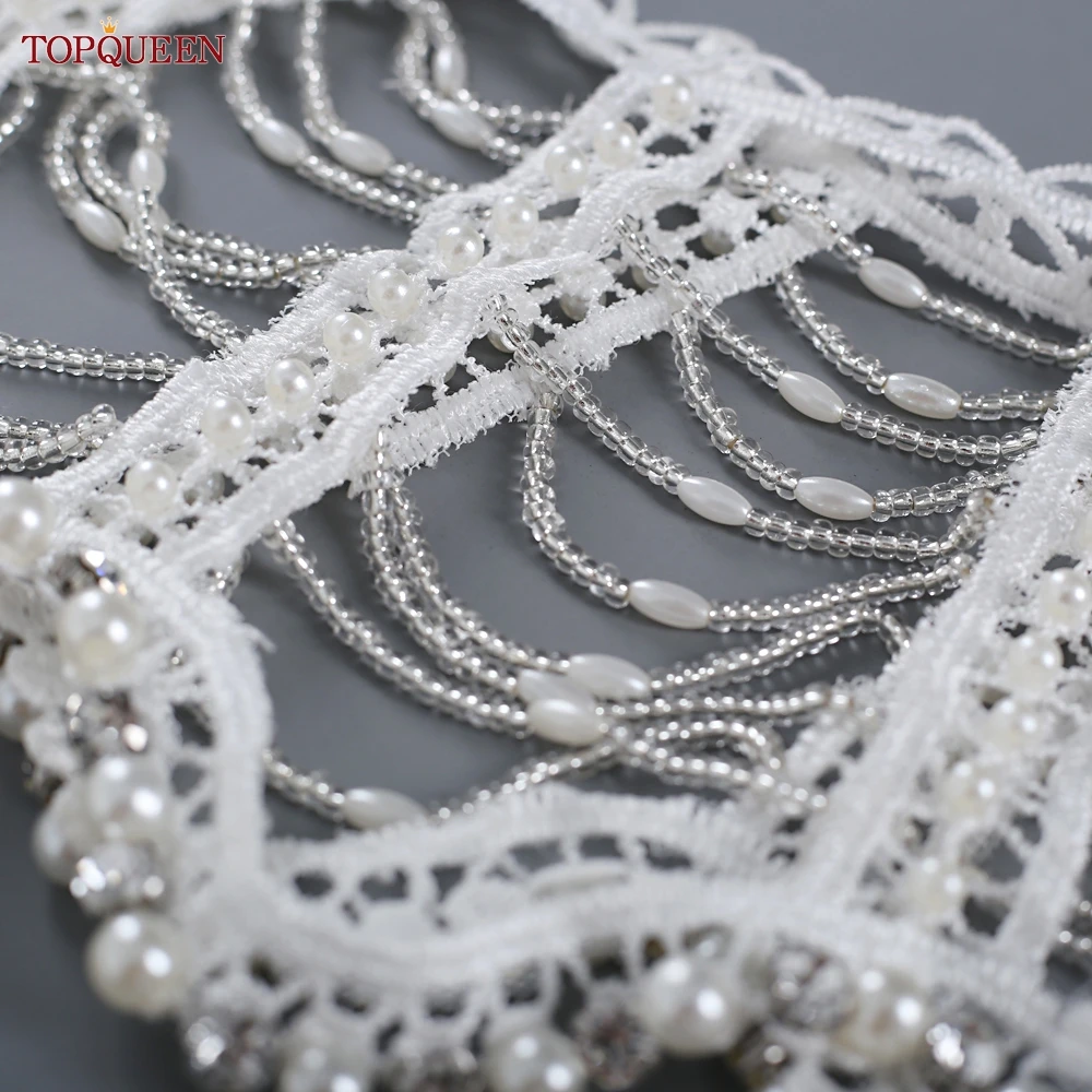 Bridal Wedding TOPQUEEN Wraps Jacket Sexy Pearls Crystal Cutout Design Body Chain For Women Bridal Cape Cloak Jacket SG21 smile