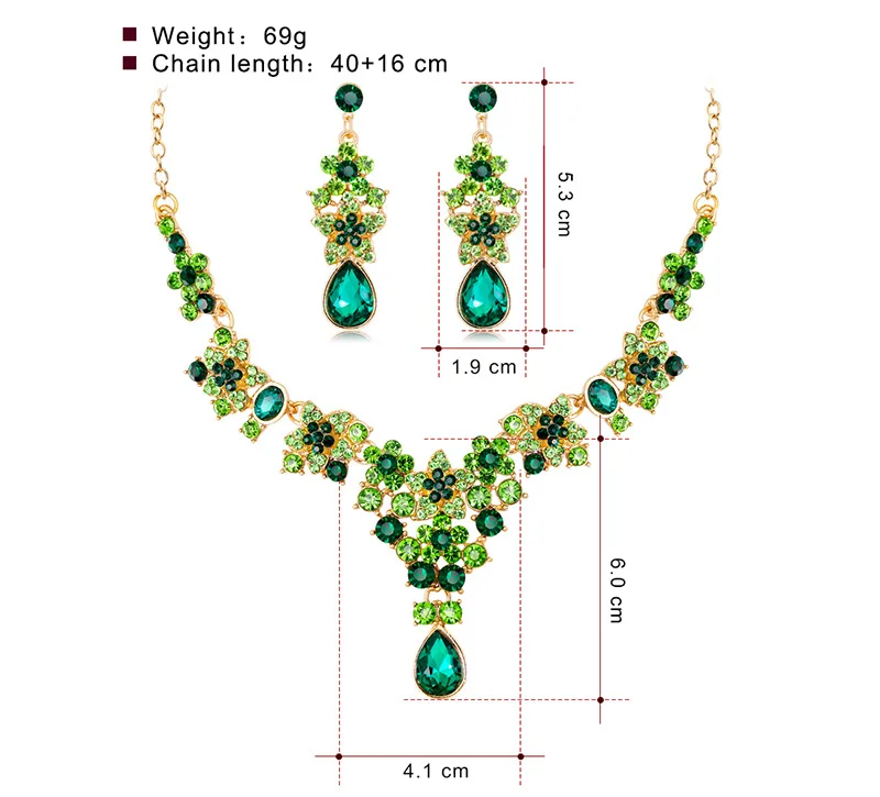 Purple Green KMVEXO Blue ddmysmile Crystal Star Rhinestone Bridal Jewelry Sets Women Bride Necklace Earrings Wedding Jewelry Set Smile
