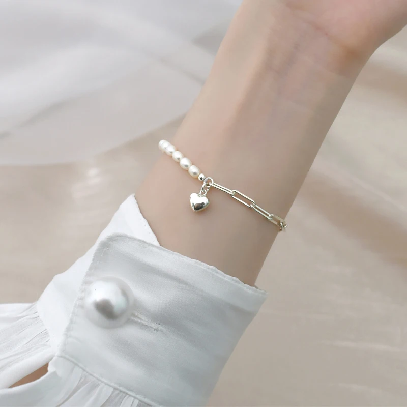 Natural ASHIQI Korean Style Freshwater Pearl Necklace Sterling Sier ing Bracelet Jewelry for Women smile