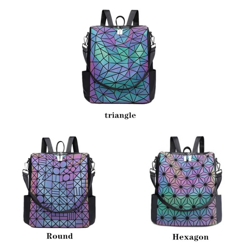 Women Backpack large Luminous Female Sequin Travel Bag School Backpack For Teenage Girls holographic Bagpack sac a dos mochila smile