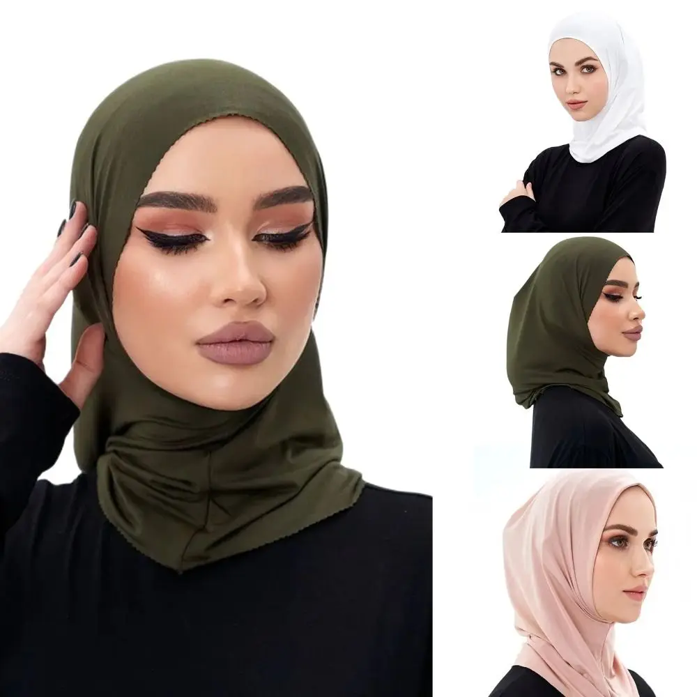High Muslim Elasticity Hijab Solid Color Hijab Islamic Scarf Scarf Ready To Wear Turban Pleated Hijab Head Wraps smile