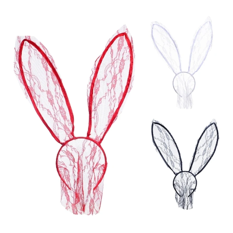 Headband Rabbits EyeMask Ear Bunny Headband Bunny Ear Headband For Women Headband Veil Sexy Lace Headband Face Veil H7EF smile