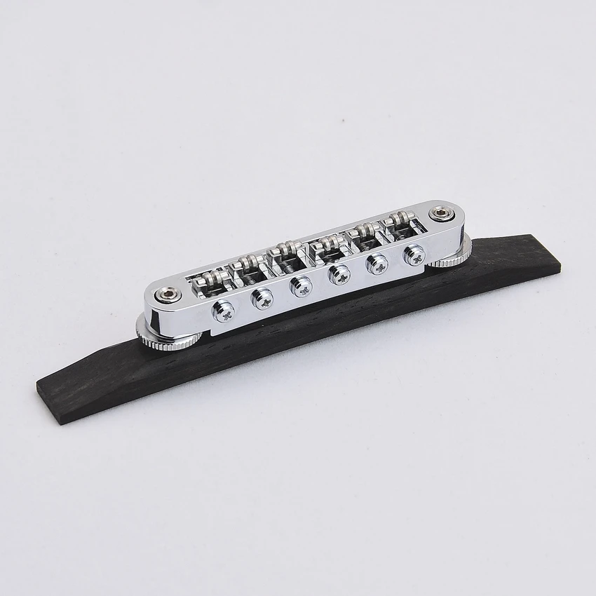 1 Set High Quality Tune-O-Matic Roller Saddle Bridge For LP SG Archtop Jazz Guitar With Ebony Base KR(Origin)