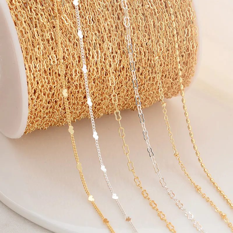 14K Gold Meters 2 Color Plated Brass Heart Oval Shape Necklace Chains High Quality Jewelry Accessories smile