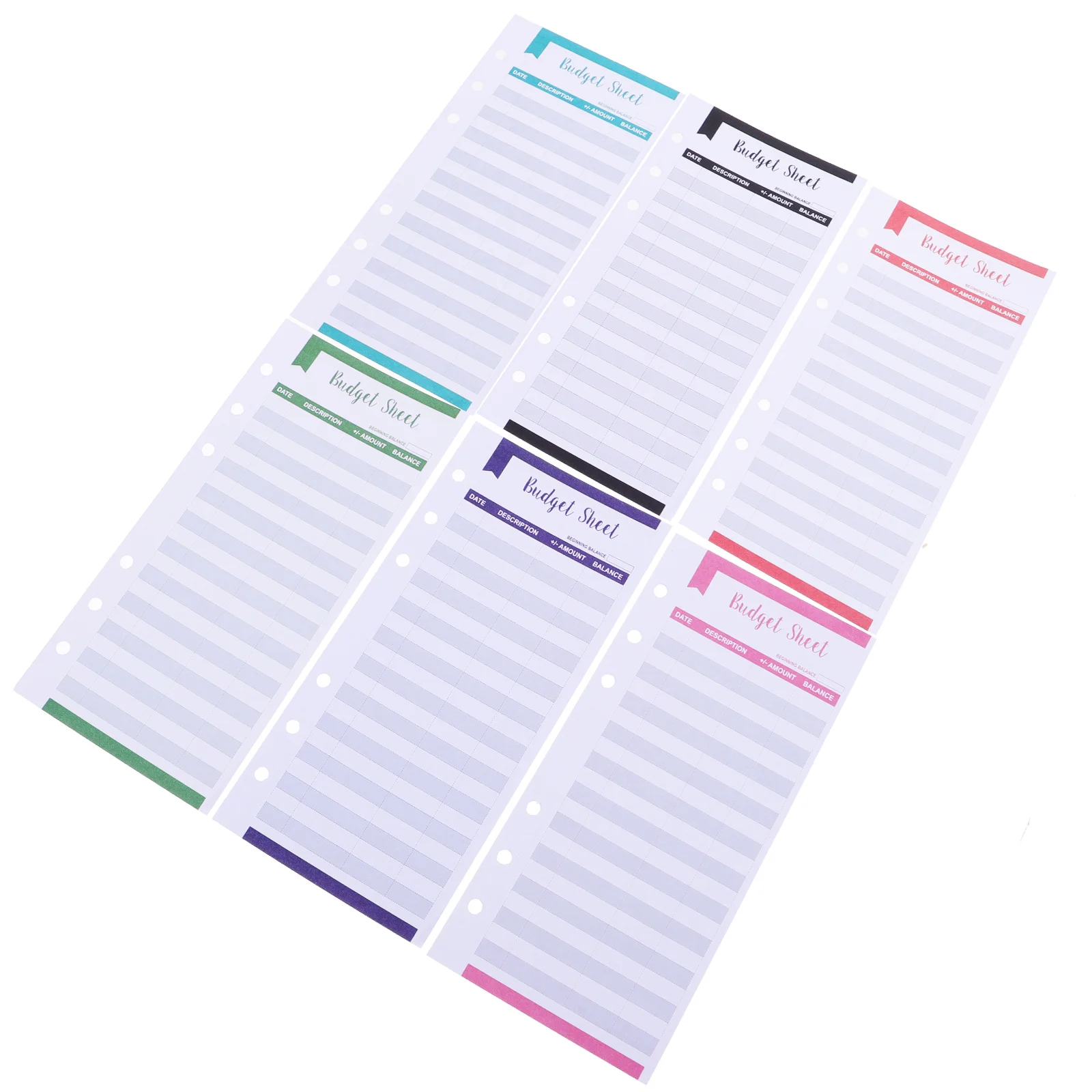 20Pcs Expense Budget Sheets, Budget Sheets with Holes Cash Expenditure Manager 6 Rings Binder Budget Sheets for Cash Organizer