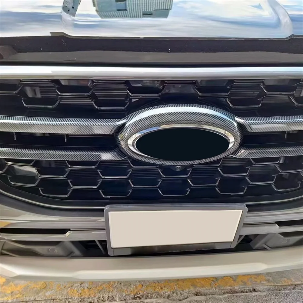 for Ford Ranger WILDTACK, XTL ,XL, XLS 2023 2024 Car Exterior Front Center Grill Grille Strip Molding Trim ABS Plastic 4pcs