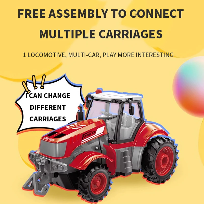 1/24 RC Farmer Toys Set Tractor Trailer with LED Headlight 2.4G Remote Control Car Truck Farming Simulator for Children Kid Gift