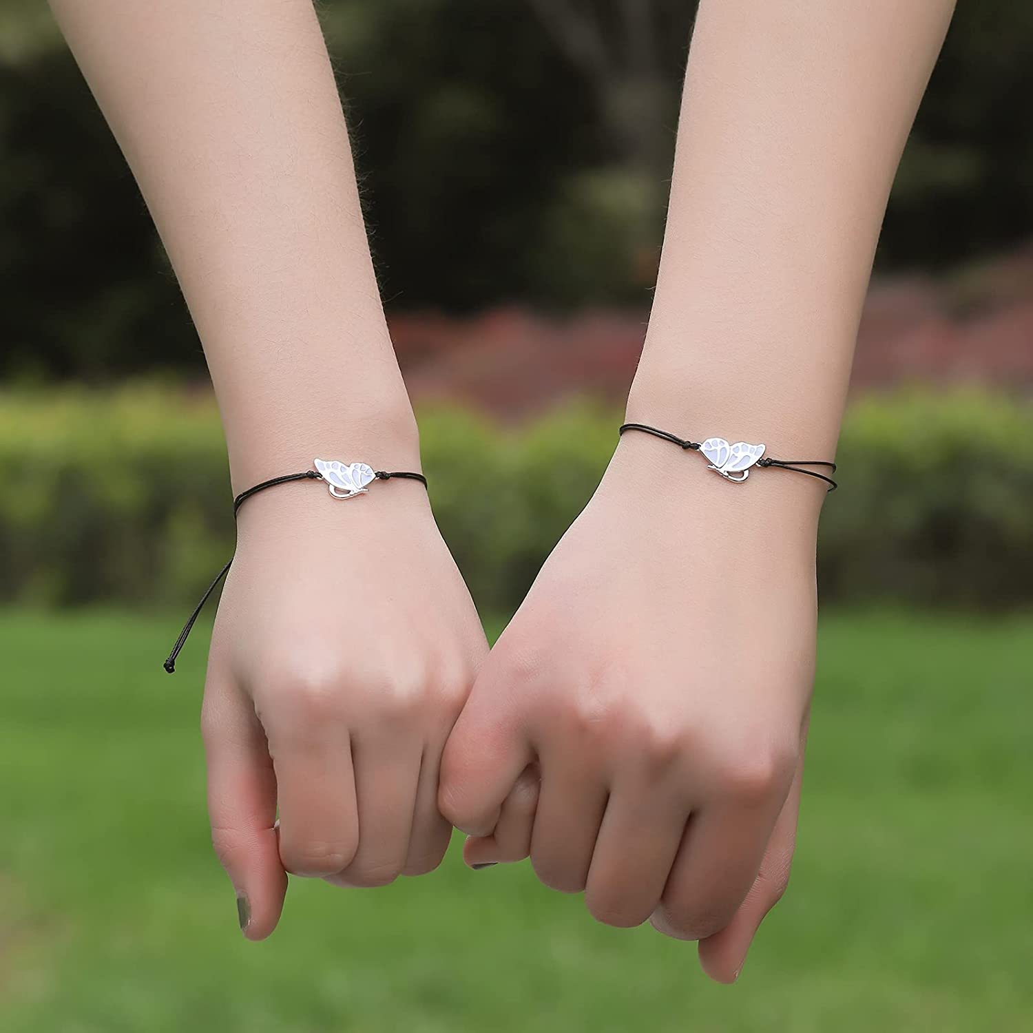 Best Friend Butterfly Bracelets Friendship Handmade Woven Hide Rope Bracelets for Girls Lover Couple Bracelet Long Distance Gift
