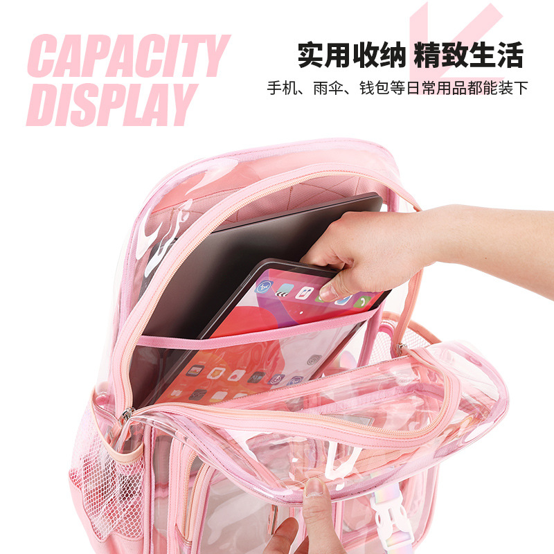 Transparent Backpack Children School Bags for Girls Waterproof Primary School Backpacks Kids Schoolbag Junior School Students