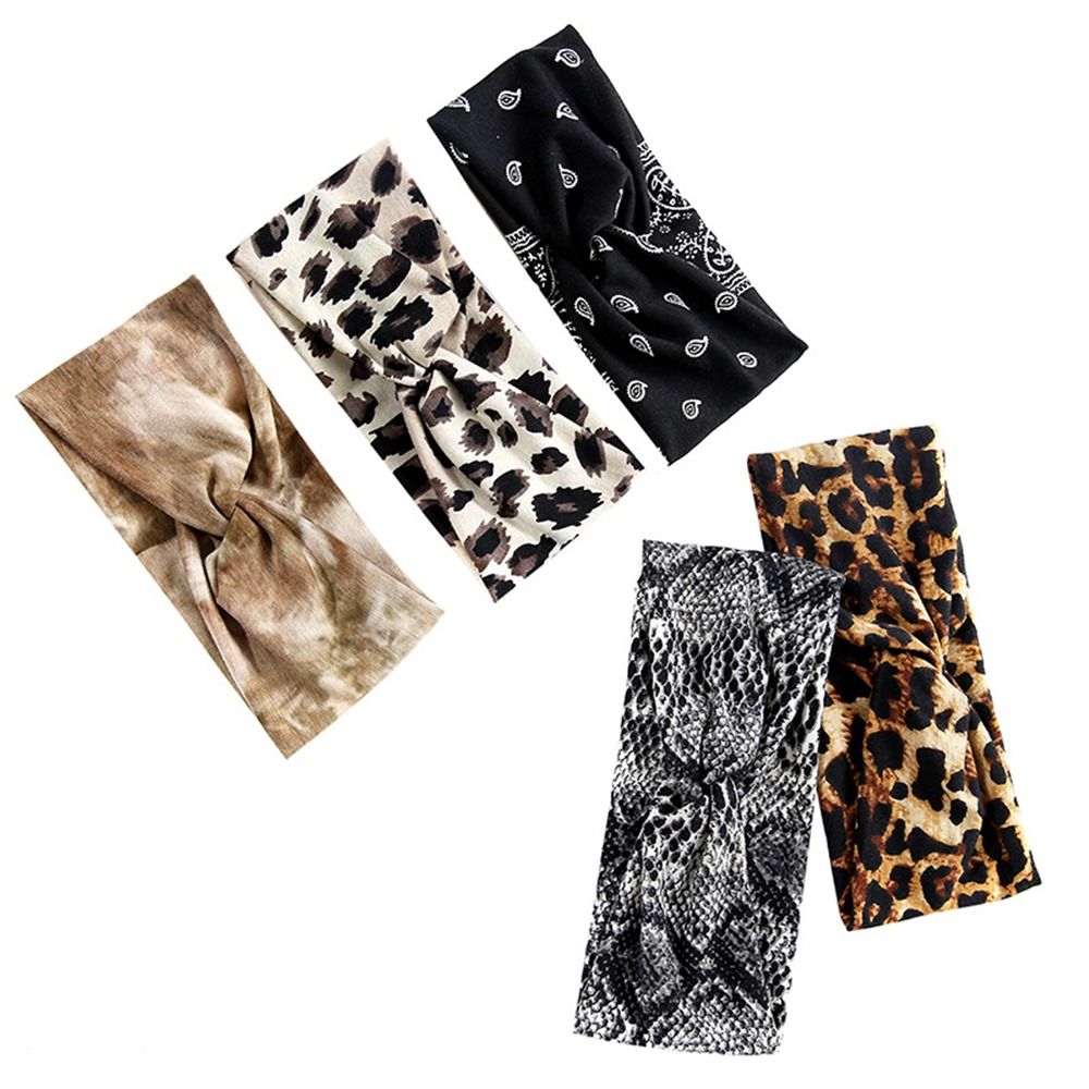 Simple Non-Slip Women's Stretchy Headbands Versatile Sport Headbands Twisted Cross Hair Wrap Printed Hairbands Hair Accessories