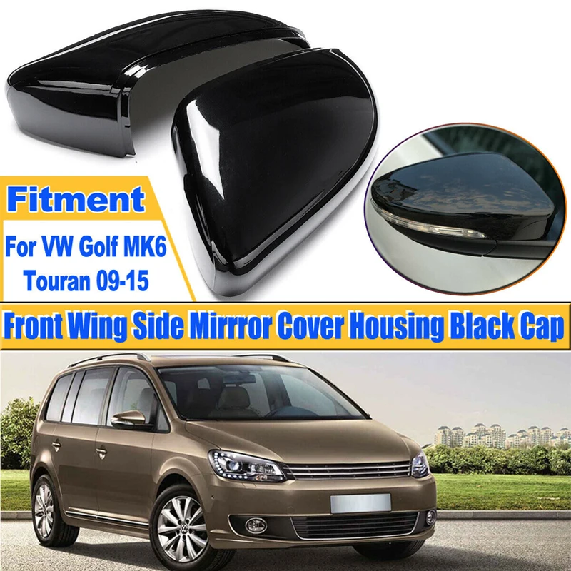 Rhyming Side Mirror Rearview Mirrors Cover Wing Cap Glossy Black Fit For VW GOLF 6 MK6 GTI R GTD 2008-2013 Car Accessories