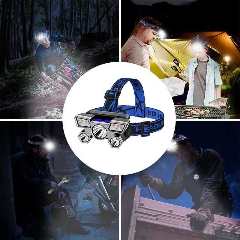 Powerful Rechargeable Head Flashlight for Fishing Led Headlamp Nitecore Camping Headlights Hunting Torch Hiking Front LanternsLX241109