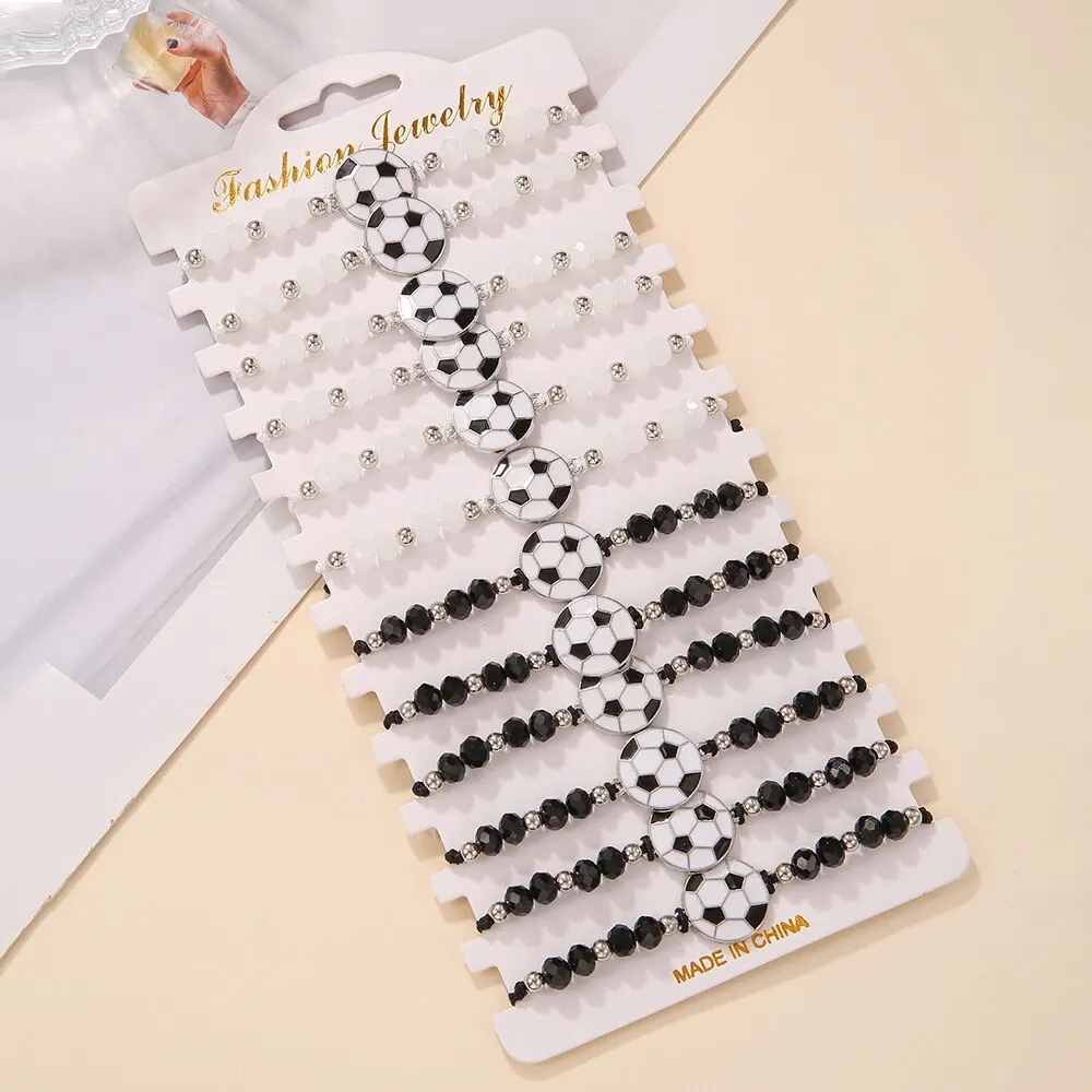 Handmade Knot 12Pcs/lot Cross Charms Knitted Bracelets Set For Women Braiding Adjustable Elastic Wristband Jewelry Accessories smile