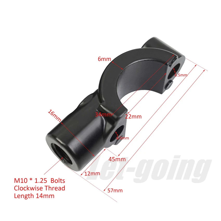 22mm Mirror 7/8" Lever Holder for Motorcycle Bike Brake Pump Fixing Seat M8 M10 Mirror Base Support Universal Red Black Grey smile 7/8"