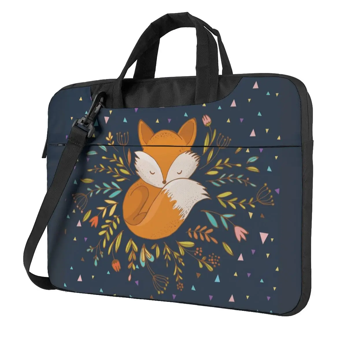 Flowers And Fox Cute Triangles Laptop Bag Animal For book Air Pro HP Huawei Microsoft 13 14 15.6 Case Soft Shockproof Pouch smile