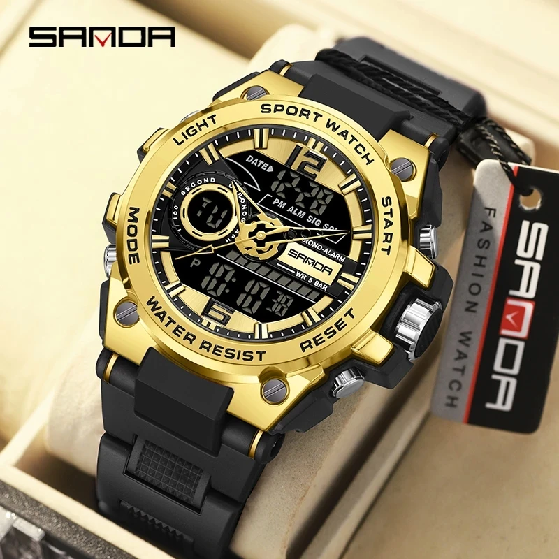 New ddmysmile Sports 9010 SANDA Men's Watches Top Brand Quartz Watch Men Waterproof S Shock Male Clock Relogio Masculino Smile