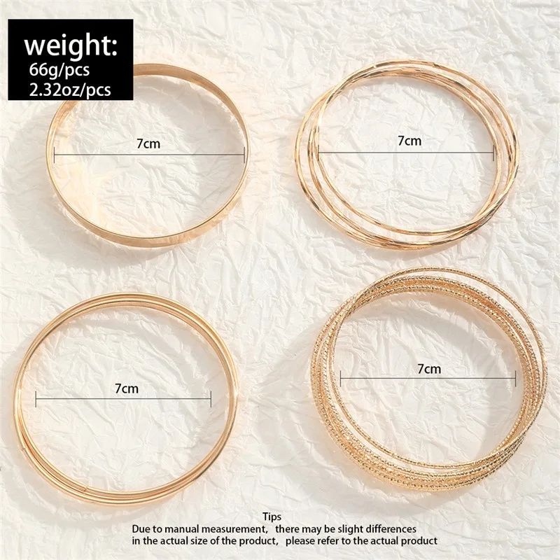 14 Pcs/Set Punk Gold Color Bracelets for Women Trendy Metal Bangle Jewelry Accessories