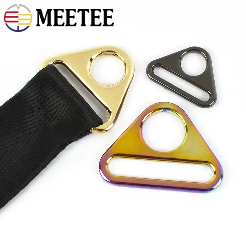 5/10Pcs Meetee 20-50mm Metal Triangle Ring Buckle Bag Strap Anti-slip Adjust Slider Clasp Bikini Connect Hook Sewing Accessories