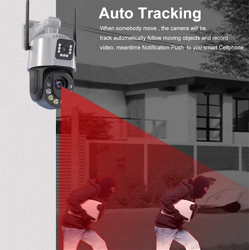 Saikiot ICSEE 6MP 50X Zoom WIFI Camera 4G PTZ Dual Lens Outdoor Camera Auto Tracking Surveillance System ICSEE Dual Lens Camera