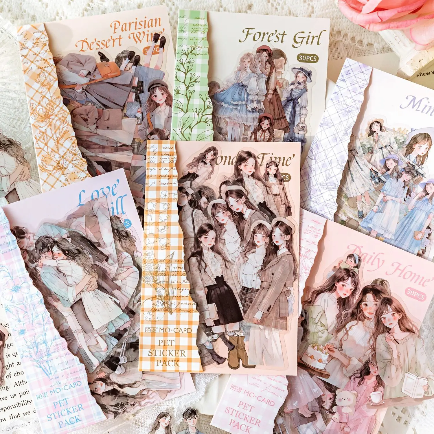 30pcs/1lot 2025 Kawaii Scrapbook Stickers bits of news from life Junk Journal Gold Planner Stationery new Sticker Planner Decorative