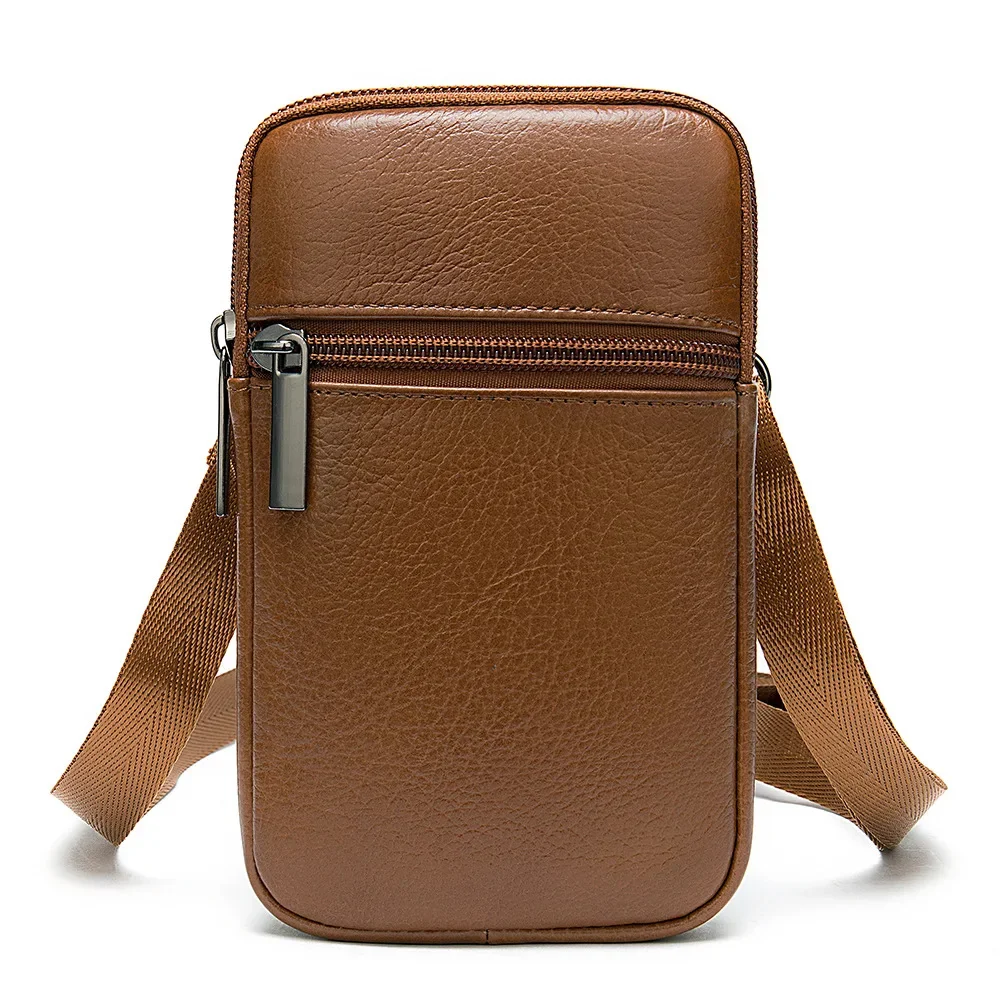 Random Genuine leather mens bag small phone men's Crossbody shoulder male waist luxury messenger s for But