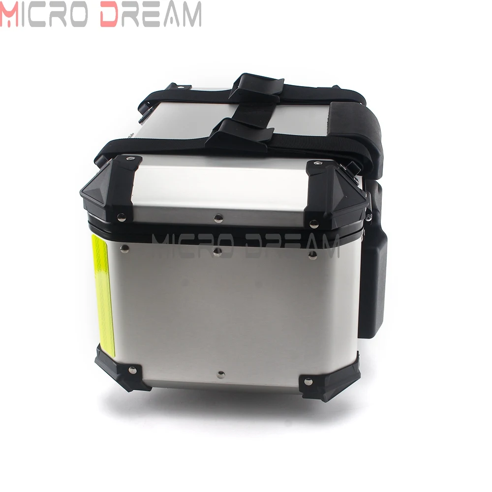 Aluminum 42L Top Case Top Boxes Motorcycle Tail Pannier Trunk Cargo Suitcase Side-Casing for GSXR GSX SV Supersport Black Silver