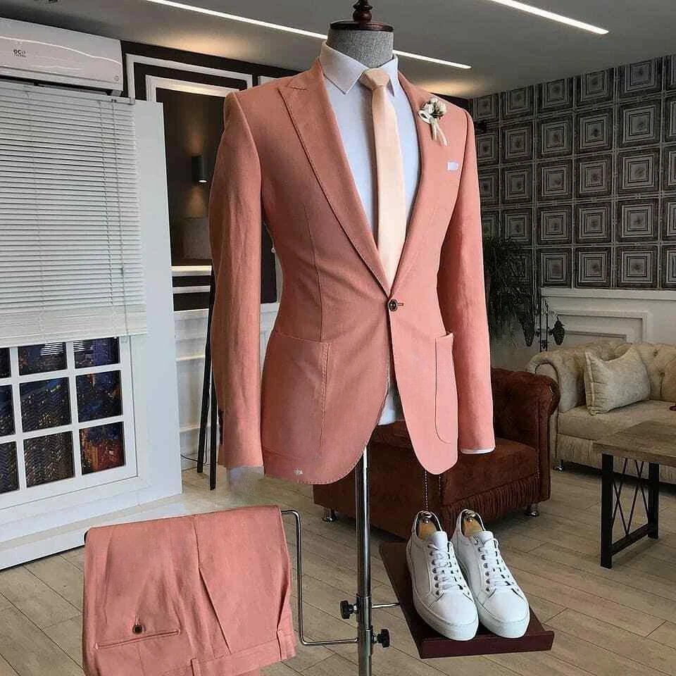 Blue Casual Men Royal Suits Slim Fit 2 Pieces Male Suits Groomsmen Bridegroom Wedding Tuxedos Blazer Pants Costume Homme smile