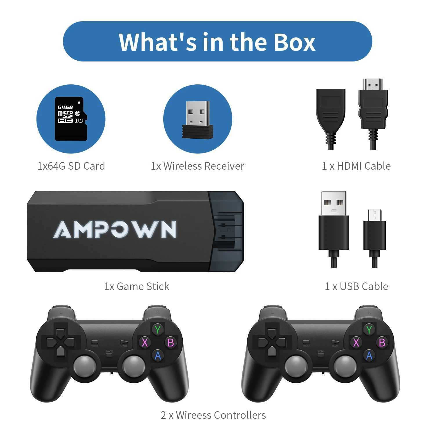 GD20 Console Mini TV Handheld Game Player Game Stick 4K 70000 Retro Gaming Wireless Controller Video Juegos Jogos HD Game Console Y241109