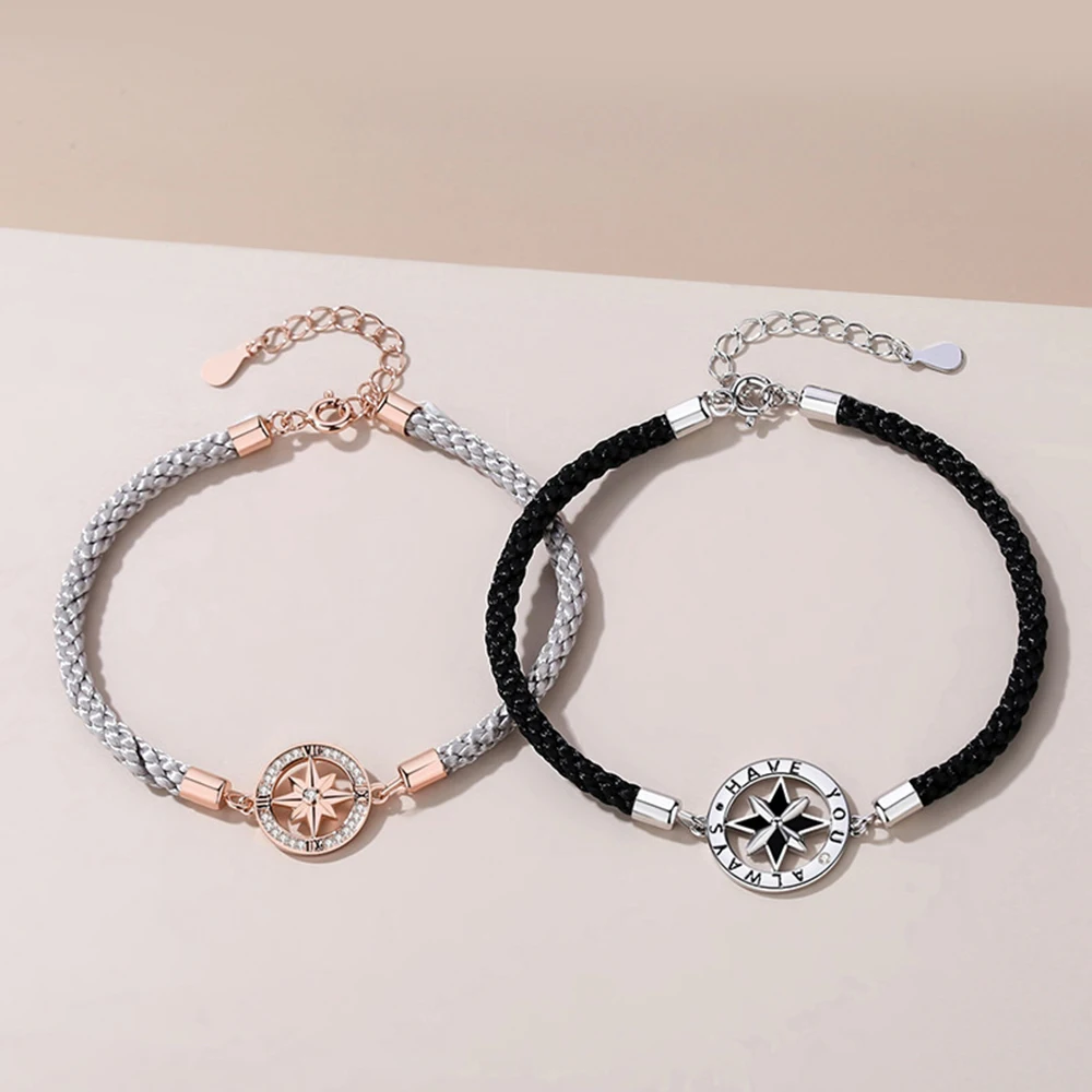 Pair Awn A Eight Star Couple Bracelets for Lovers Handmade Woven Charm Bracelet Matching Couple Stuff Boyfriend Gift smile