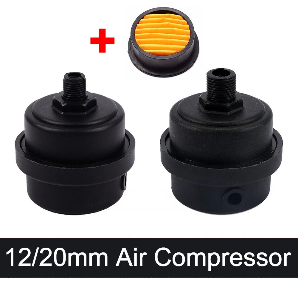 12mm/20mm Air Compressor Muffler 1/2'' 1/4'' Thread Air Filter Parts Metal Air Compressor Intake Filter Noise Muffler Silencer