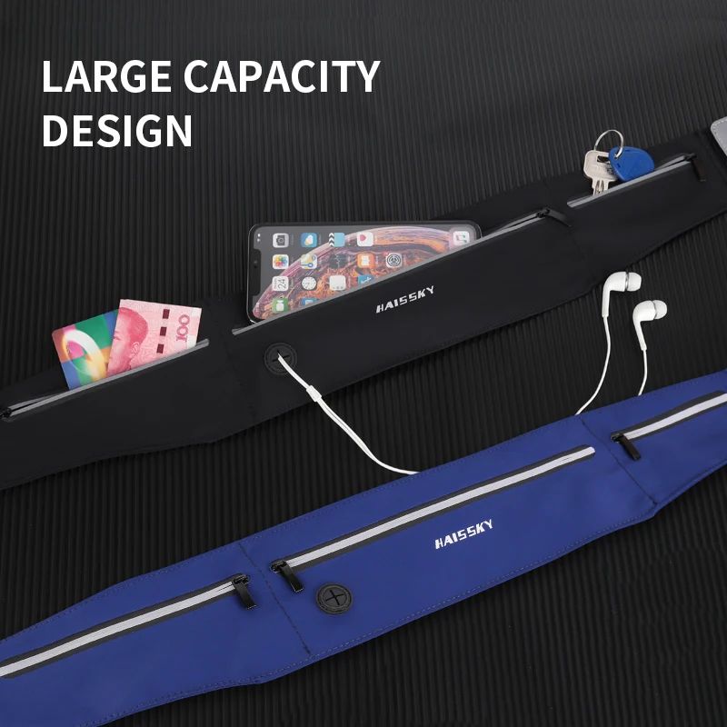 Pocket HAISSKY Running Zipper Sports Waistband Belt Phone Pouch For iPhone 15 14 13 12 11 Pro Max 14 Plus Elastic Waist Pack Bag smile