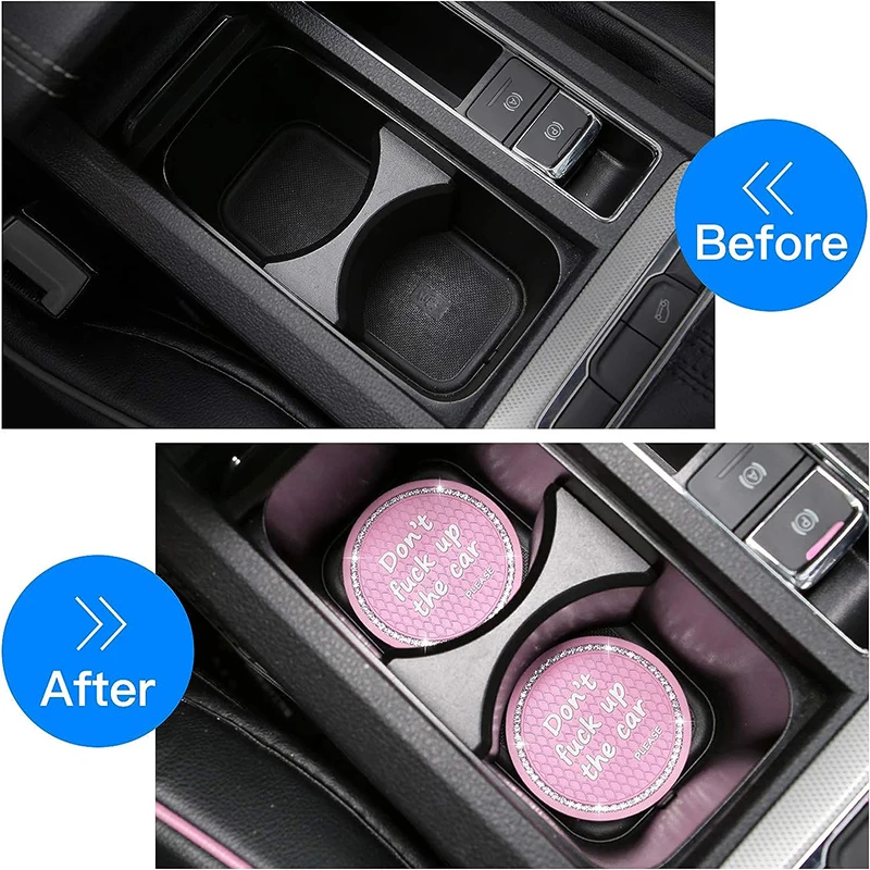 Bling Car Cup Pink Coaster Universal Dia Auto Cup Holder Insert Drink Coaster Car Interior ddmysmile Accessories Smile
