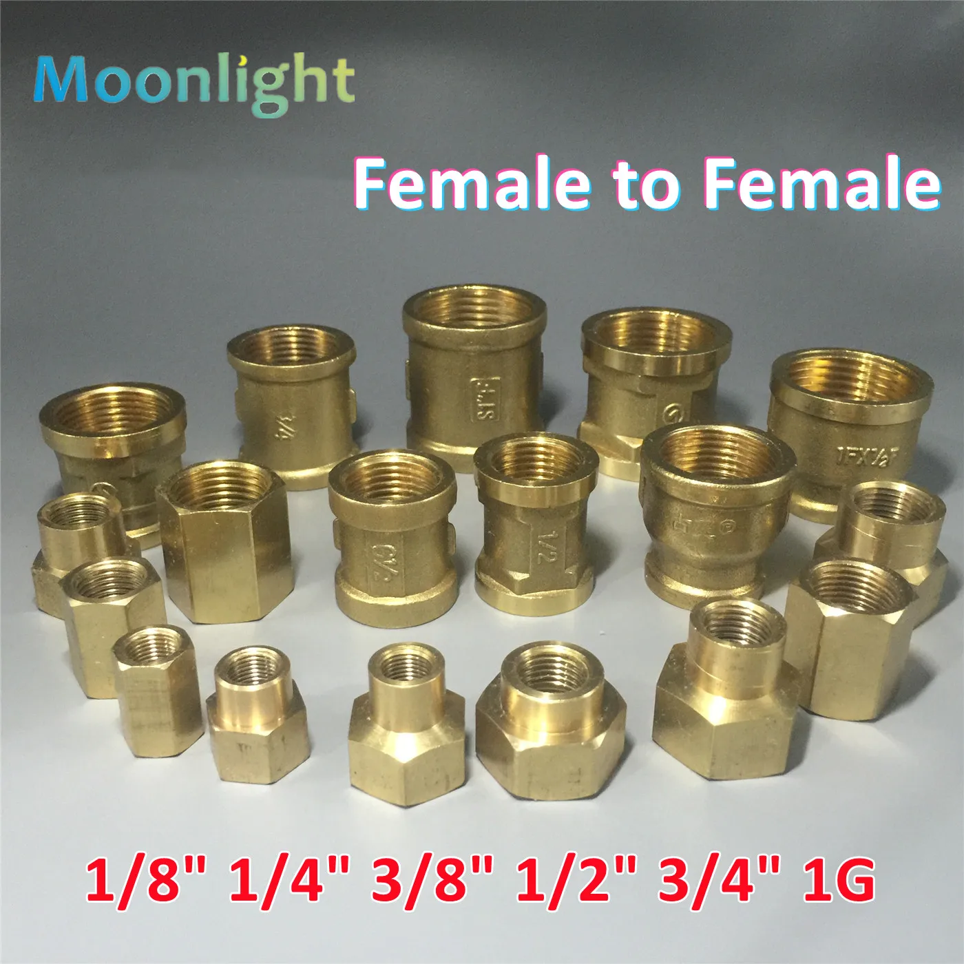 Female Thread 1/8" 1/4" 3/8" 1/2" 3/4" BSP Brass Pipe Fitting Copper Hose Hex Coupling Coupler Fast Connetor For Water Fuel G