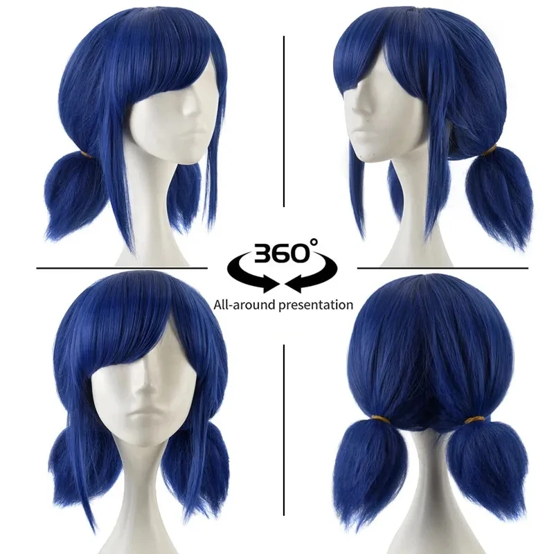cbd Cosplay Girl Blue Wig for Halloween Costume Short Wigs Women Unique Style Anime Earrings s