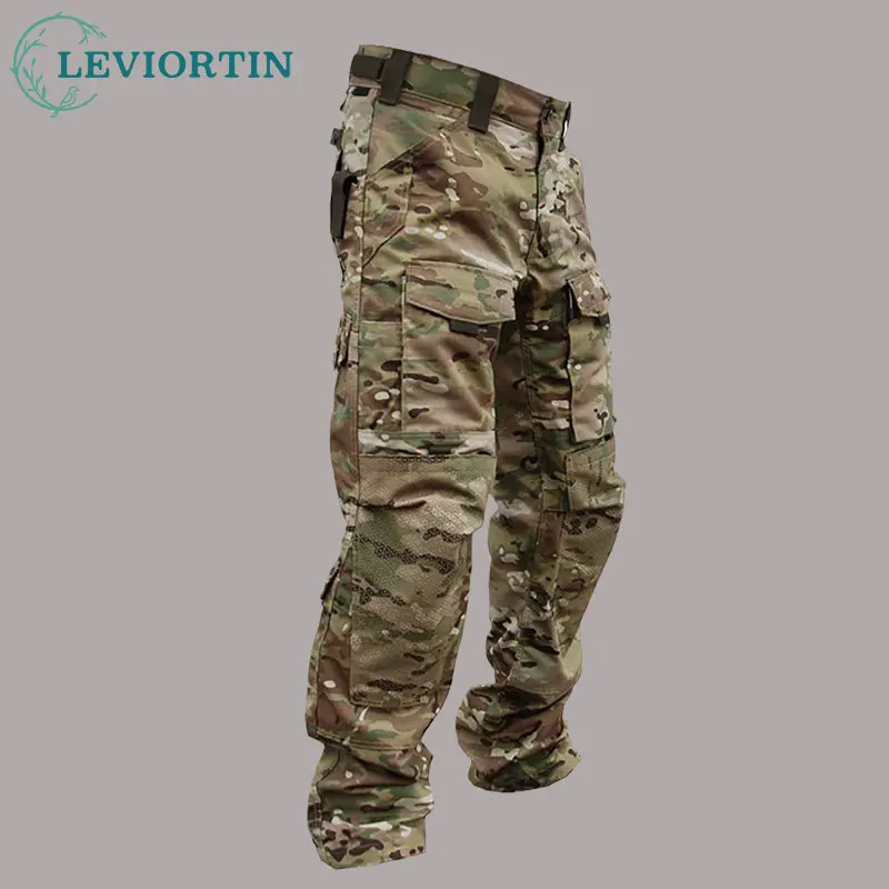 Men's Outdoor Loose Multi Pocket Workwear Pants Tactical Durable Training Pants Military Combat Wear-Resistant Hiking Trousers