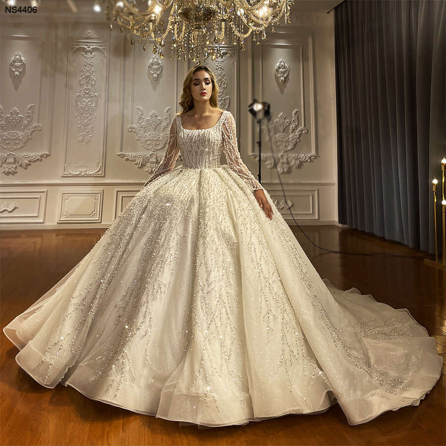 Customized NS Long Sleeve Beaded Wedding Dress 6660311