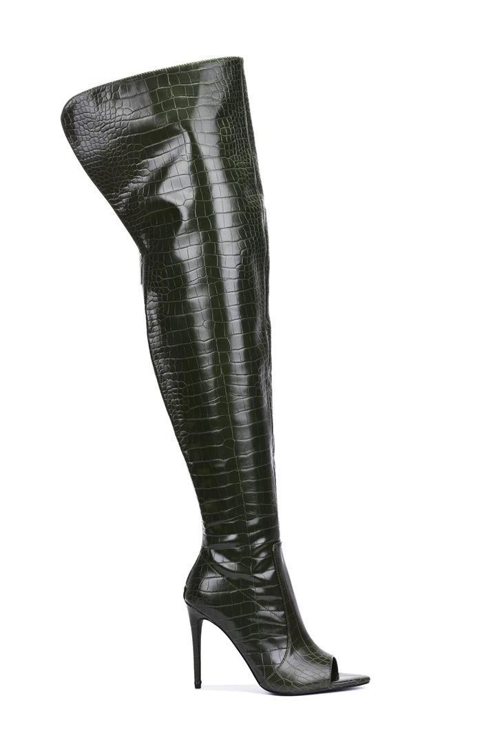 Women Over The Knee 2024 Autumn Winter Big Size 46 Peep Toe Sexy High Heels Thigh Boots With Back Zip