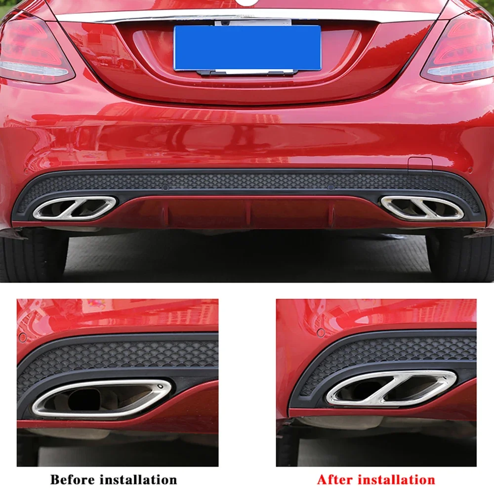 For new Mercedes Benz W204 W205 W212 W213 W176 X253 GLC GLA universal exhaust pipe case Car exhaust tip 2025 muffler pipe cover trim