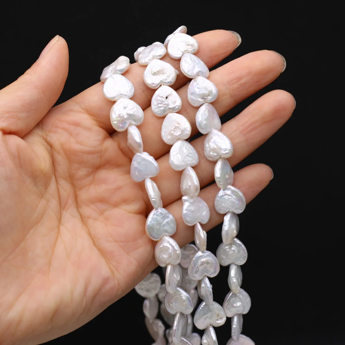 Heart Natural White ddmysmile Shaped Freshwater Baroque Pearl 12X12mm Loose Spaced Beaded Jewelry Making Necklace Earrings High Quality Smile