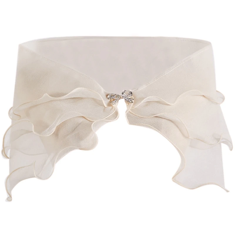 new Women Layered Gauze Shawl Shrug for rhinestone Buckle 2025 Wedding Bolero Cap