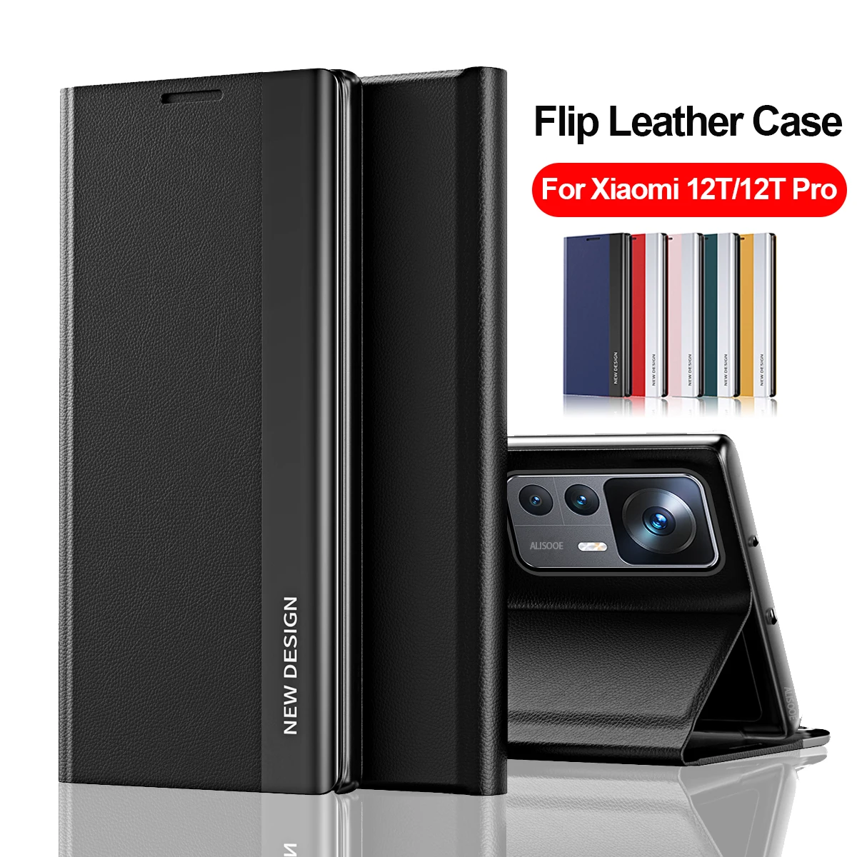 Leather Case For Plating Xiaomi Mi 12T Pro 12S 12 11T 10T 11 10 Pro 12X 11 Lite 4G 5G NE Magnetic Flip Holder Stand Cover smile