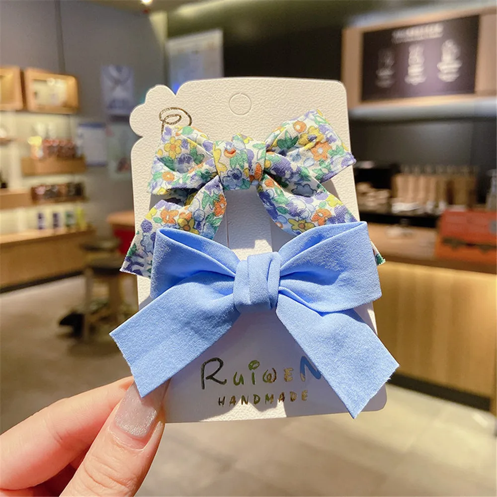 Floral Bow Colorful 2Pcs/Set Hair Clip For ddmysmile Baby Girls Cute Sweet Headwear Handmade Hairpin Hair Accessories Smile