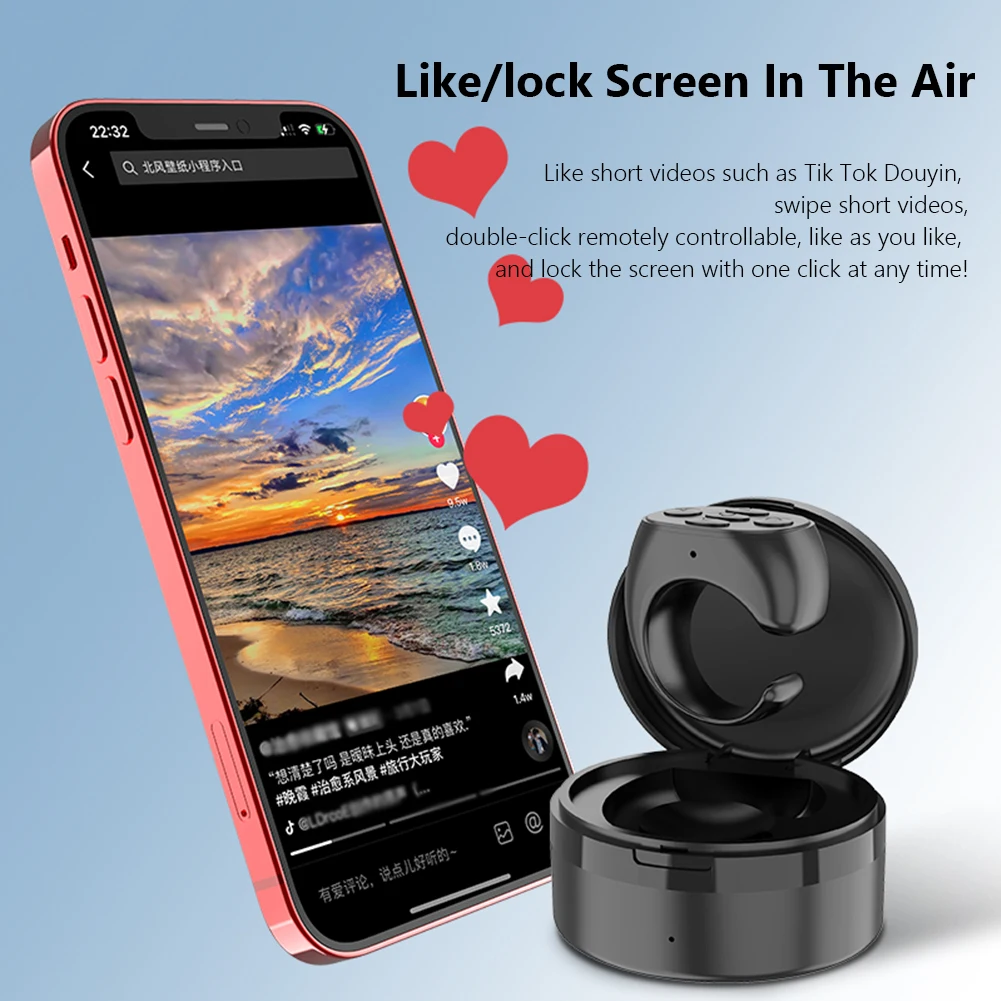 Fingertip Remote Control Ring For Tik-Tok Bluetooth Buttons Portable Mobile Phone Selfie Timer Page Turner Controller Flipping